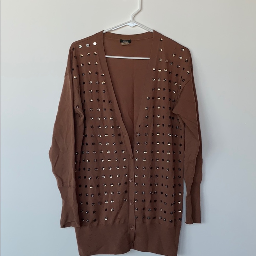 J.Crew merino studded cardigan | size L -toffee